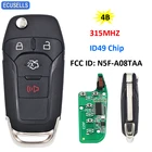 Складной дистанционный ключ для автомобиля, 3 + 14 кнопки, 315 МГц, Hitagpro  49 чипов, FCC ID: для Ford Fusion 2013-2015, HU101 Blade