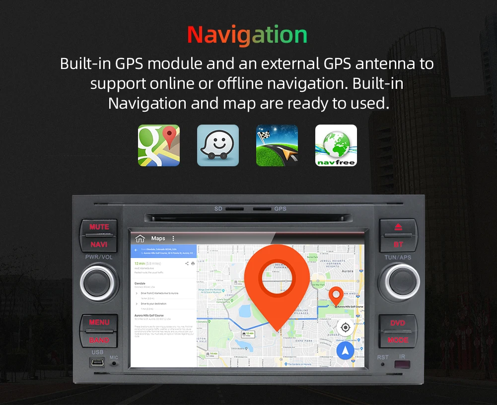 2 din android 9,0 Восьмиядерный автомобильный dvd gps для ford для focus 2/mondeo/s max/c-max/fusion/fiesta/transit радио головное устройство canbus
