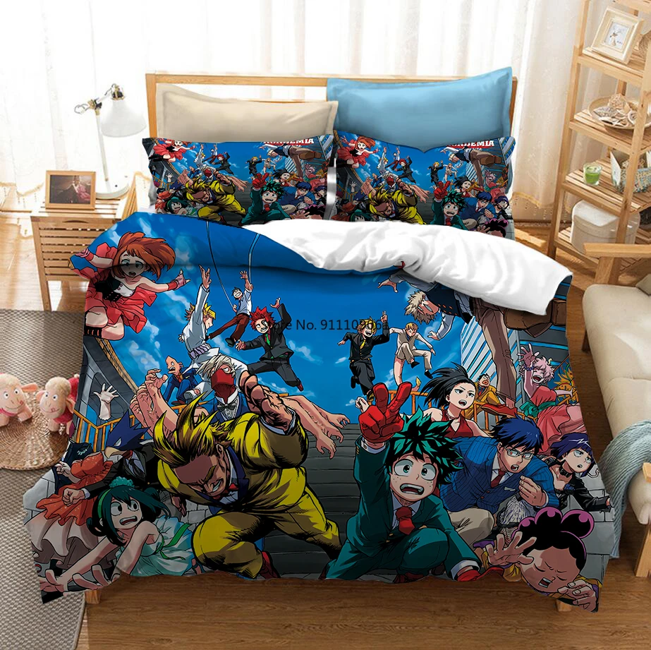 

Japan Anime My Hero Academia 3D Printed Bedding Set High Quality Bedding Bag Pillowcase for Student Dormitory Decoration