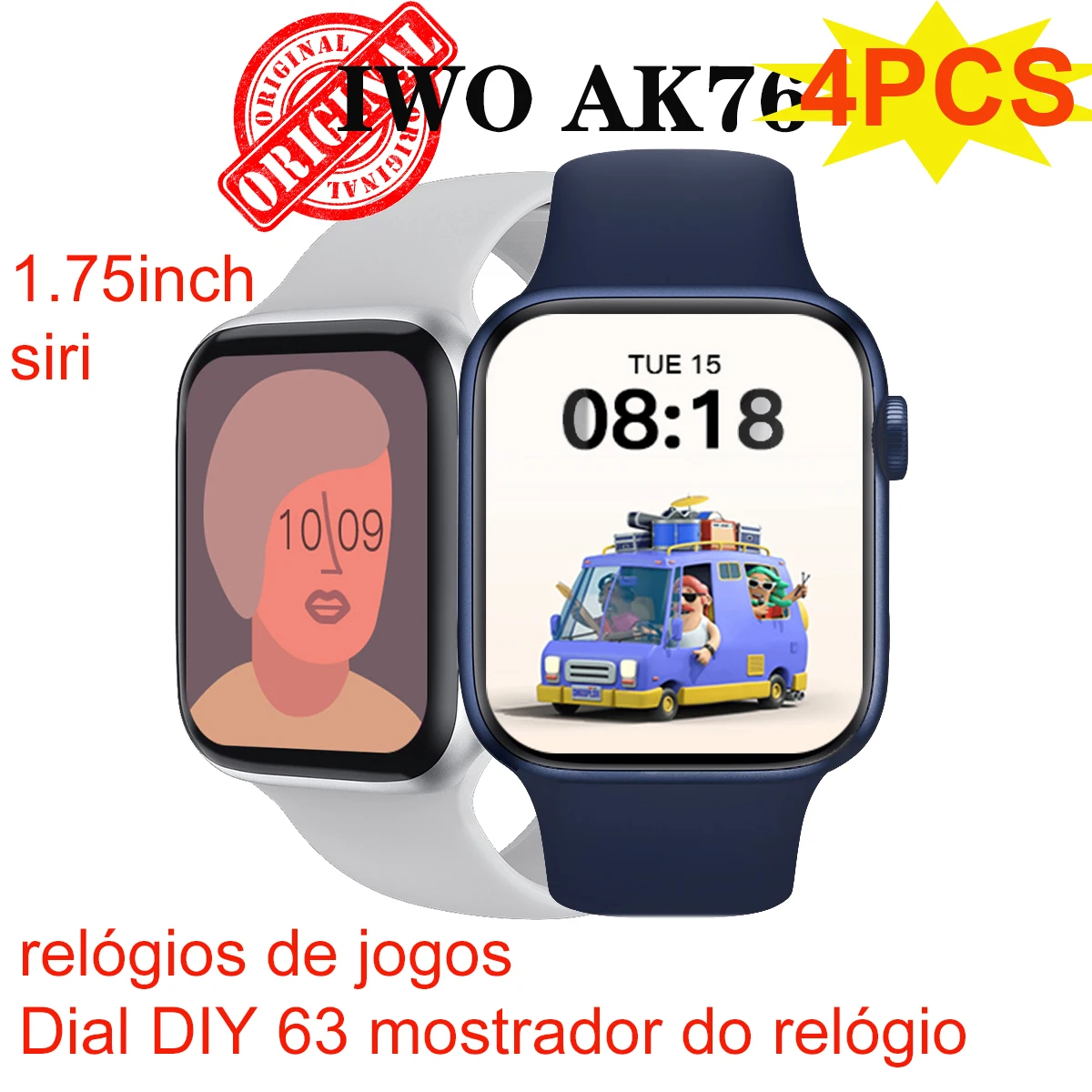 

4PCS IWO AK76 Smart Watch Women Men Games watch