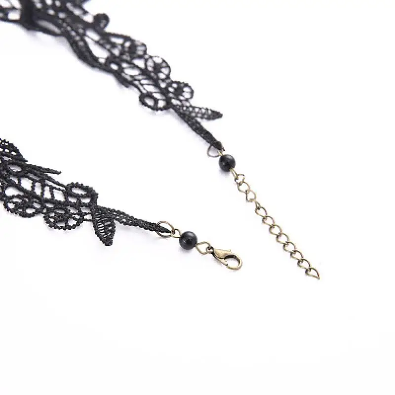 Черное кружево и бусы колье Викторианский стимпанк стиль Готический воротник