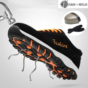 Рабочие мужские защитные ботинки, модные сетчатые дышащие ботинки со стальным носком, мужские рабочие ботинки с защитой от проколов, повседневная обувь