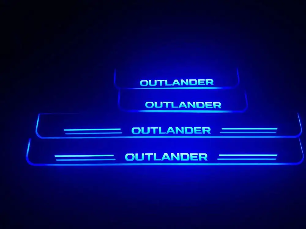 

RQXR led moving door scuff for Mitsubishi outlander dynamic door sill plate flat lining overlay flow light, 4pcs