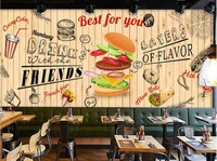 3d photo wallpaper custom mural european and american burger fast food restaurant wallpaper for walls in rolls home decor room