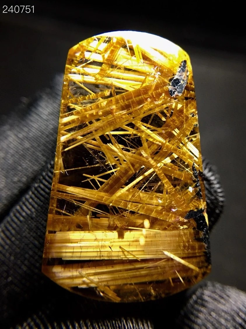 

Genuine Natural Gold Rutilated Quartz Rectangle Pendant Gemstone 36.4*23.2*11.2mm Wealthy Women Men Jewelry AAAAAA