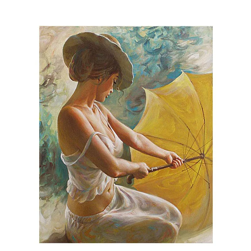 Making Umbrella Girl Paint By Numbers Coloring Hand Painted Home Decor Kits Drawing Canvas DIY Oil Painting Pictures By Numbers