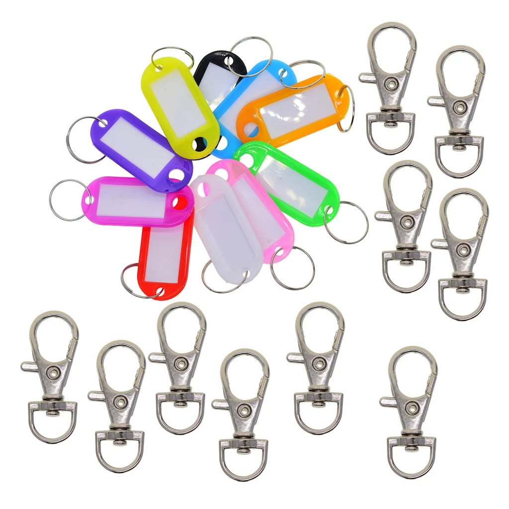 

20x Key Tags Rings ID Name Label Key Fob Lobster Swivel Clasp Keychain Set