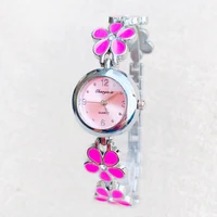 fashion elegant watch women girl exquisite flower style metal alloy band quartz bracelet wrist watches 944