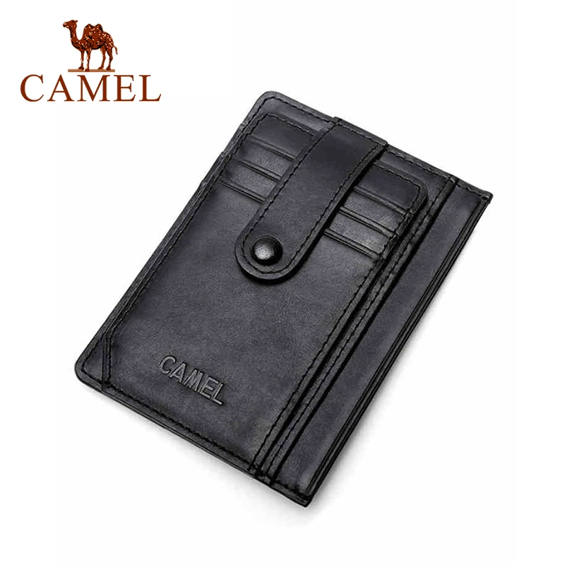 

CAMEL 2021 New Lightweight Mini Multi-Card Slots Convenient Cow Leather Card Case Bank Card Change Card Case Black Blue Brown