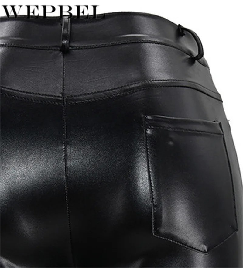 

Mandylandy Women Shiny High Waist Lady Wet Look Skinny Disco Vinyl Pencil Leggings PU Leather Leggings Stretch Trouser for Women