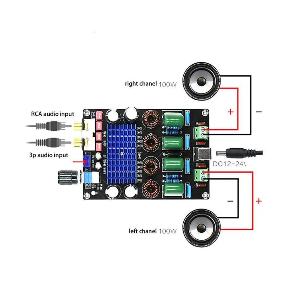 Цифровая плата усилителя мощности высокая мощность 100 Вт * 2 TPA3116D2 домашняя Плата