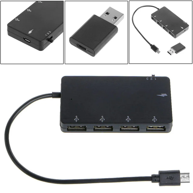 Male Micro USB к 4 портам 2 0 Женский концентратор Microusb OTG портовый кабель концентраторы