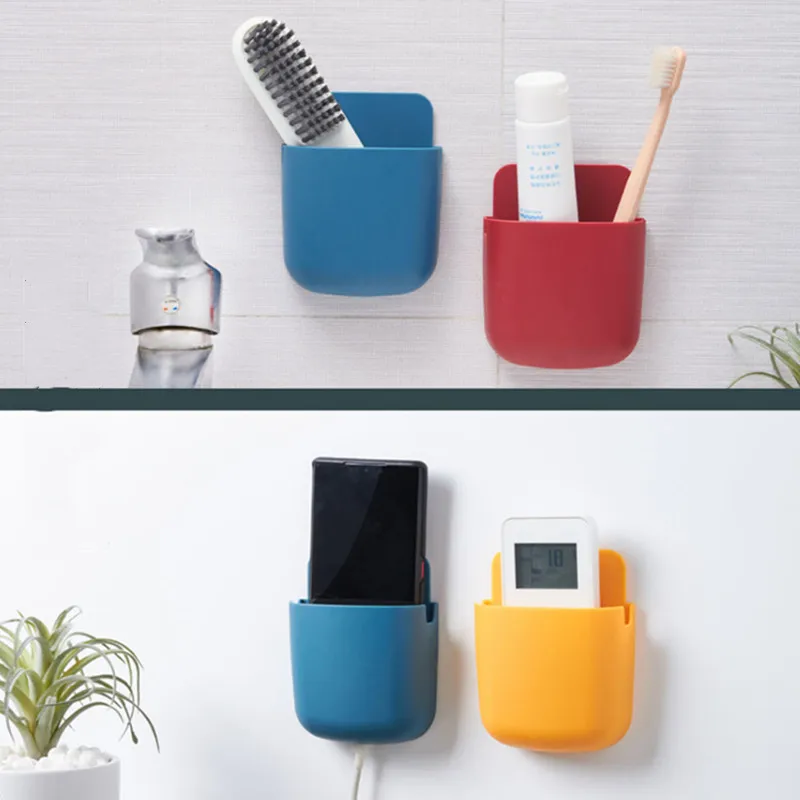 

Wall-mounted Punch-free Remote Control Storage Box Mobile Phone Remote Control Board Shelf Kitchen Home Office Storage Rack