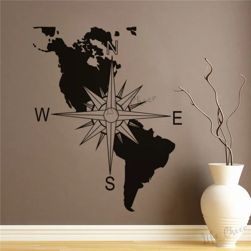 Американский материк карта настенные художественные наклейки фрески навигация