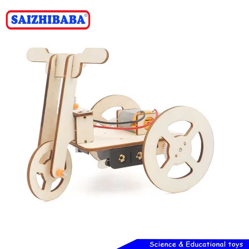 

SaizhibabaFun DIY изобретения науки комплект для детей деревянный электрические игрушки модель мотоцикла с коляской паровой образования школьног...