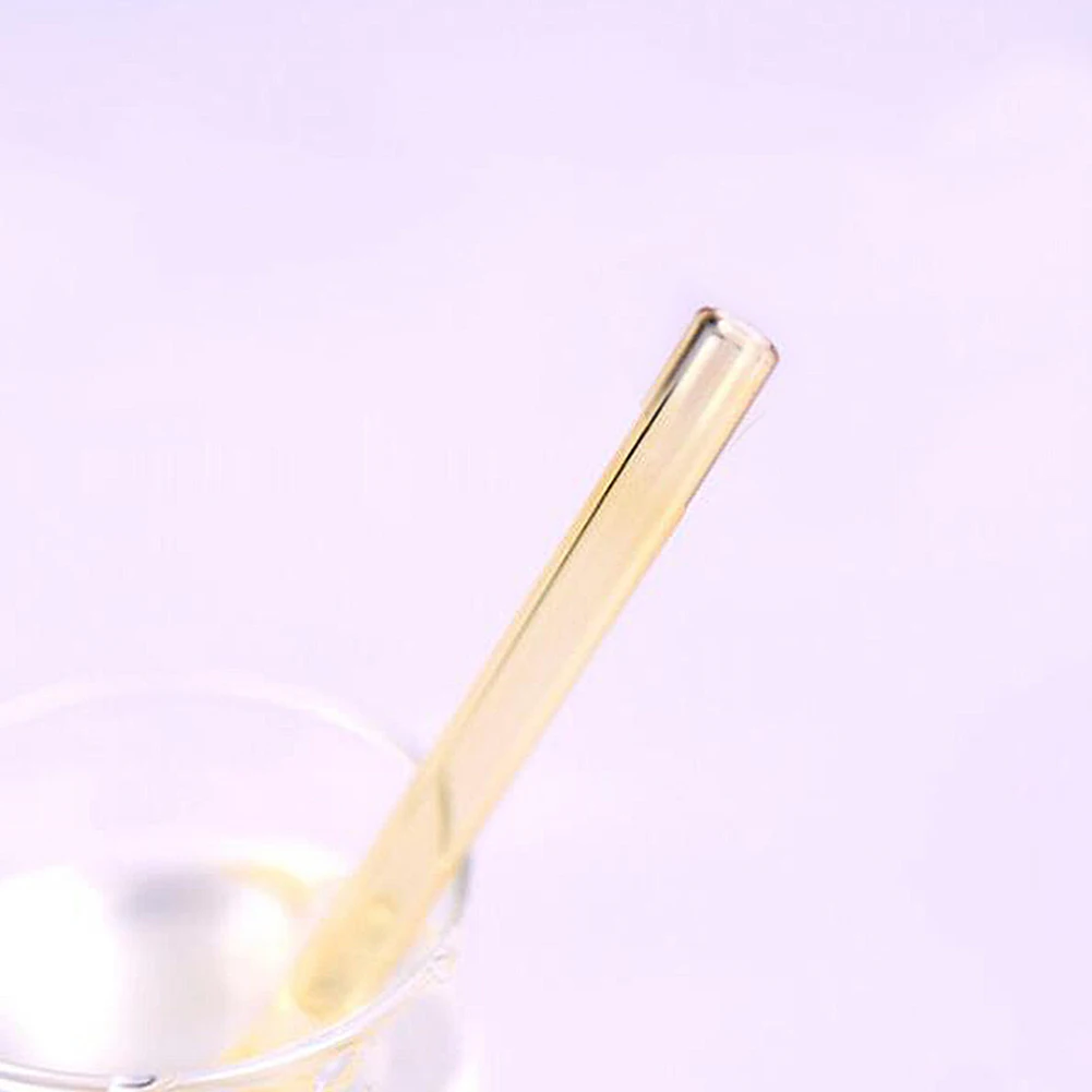 

Special Fine Curved Glass Straight Bend Drinking Glass Straws Reusable Eco-friendly With Cleaning Brush