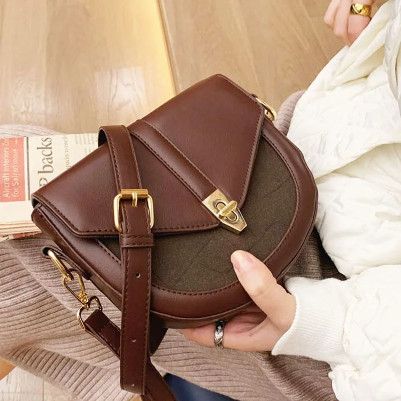 

Women Bags 2021 New Fashion Style Saddle Bag Pu Leather Lady Flap Crossbody Shoulder Bag Fashion Women Oblique Satchel Handbag