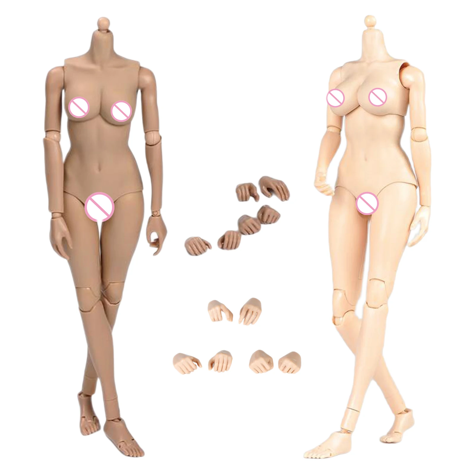 

1/6 Female Figure Body Narrow Shoulders with Neck 12'' Flexible Doll Toys