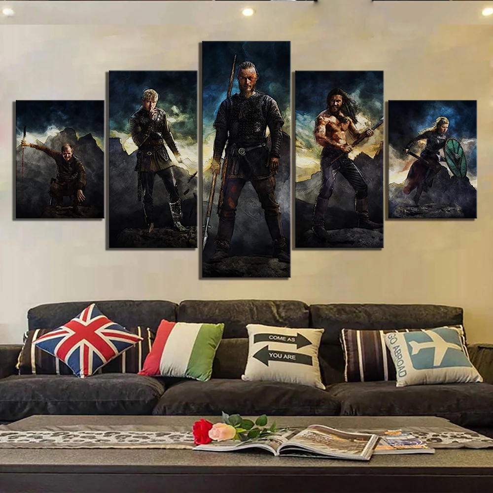 

Artwork Canvas Paintings Picture 5 Panel Vikings Movie Home Decoration Hd Prints Poster For Bedroom Modular Framework