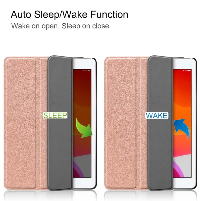 Rose gold Case Чехол для нового iPad 10,2 7th Gen Coque Магнитная подставка авто Пробуждение/спящий кожаный чехол для iPad 10,2 Capa+ пленка+ ручка - Цвет: Rose gold Case