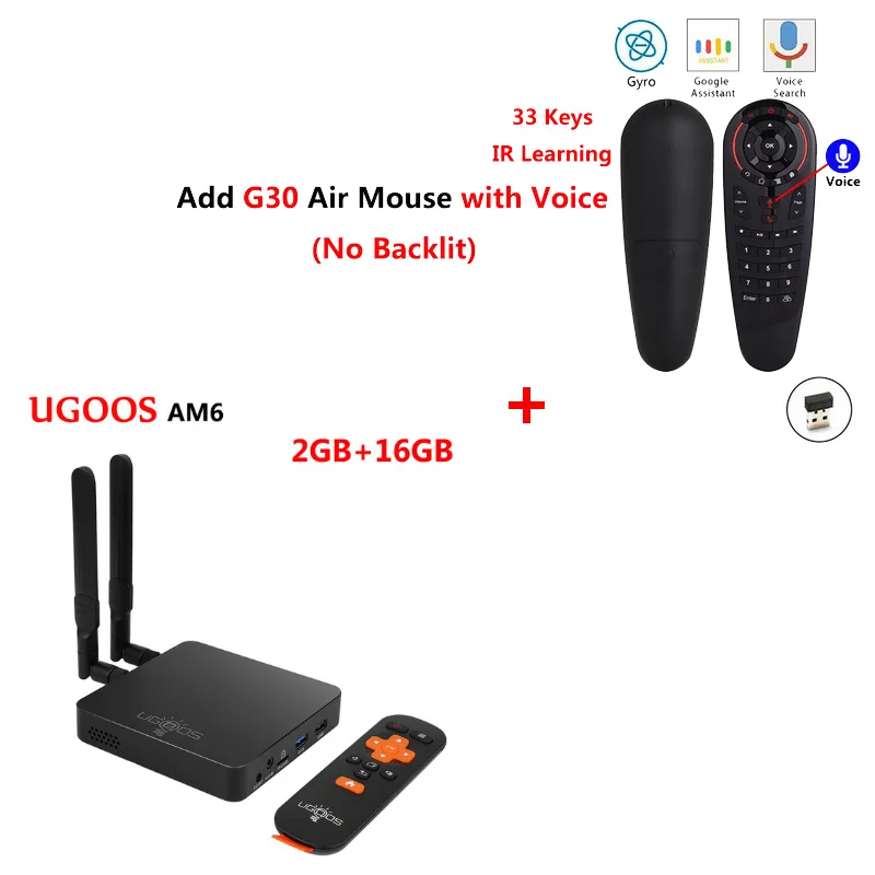 2G16G add g30s UGOOS AM6 4K Smart tv Box Amlogic S922X 2 Гб DDR4 16 ГБ Android 9,0 ТВ-приставка 4 ГБ 32 ГБ 1000 Мбит/с BT5.0 2,4G 5G wifi медиаплеер - Цвет: 2G16G add g30s