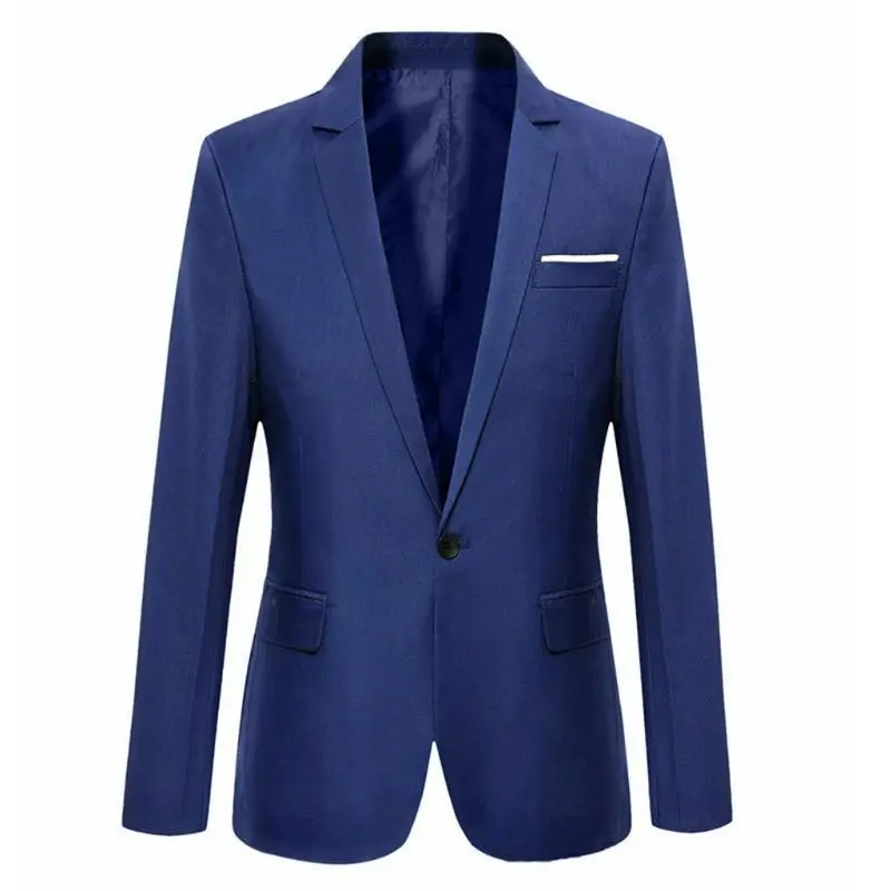 

Stylish Men's Casual Slim Fit Formal One Button Suit Blazer Jacket Coat Tops