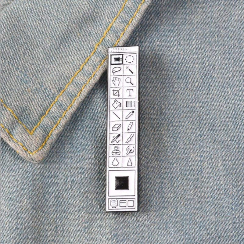 

Fashion Computer Chest Brooch Gift For Friends 1PC Creative PS Toolbar Alloy Brooch Cartoon Dripping Oil Badge Brooch Jewelry