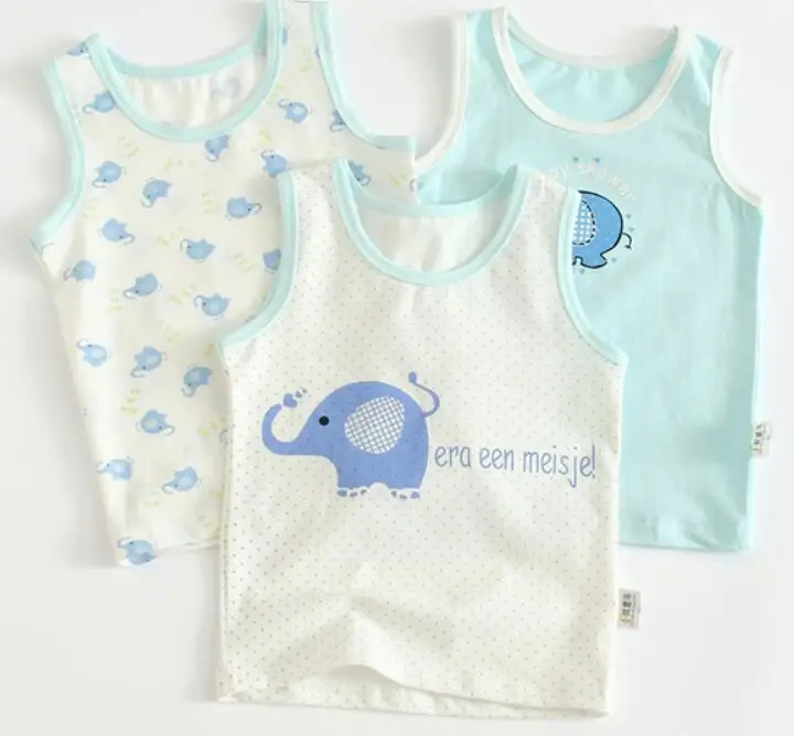 Хлопковые футболки для мальчиков Жилеты Летняя детская одежда с рисунком Нижнее