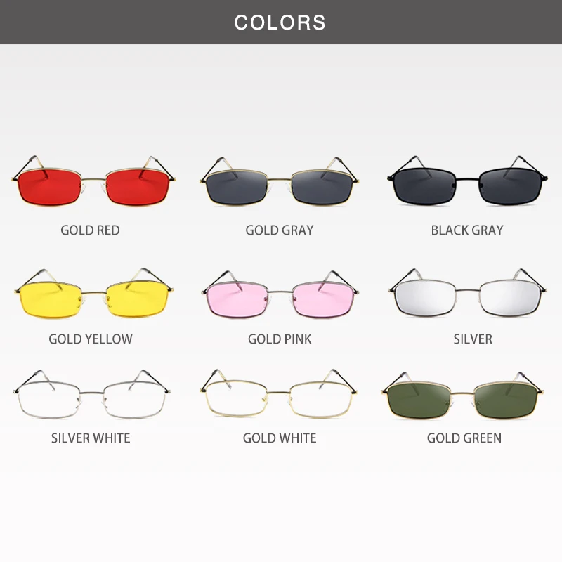 

Fashion Metal Small Box Woman Sunglasses Retro Personality Shadow Rectangle Colorful UV400 Glasses Men And Women Goggles