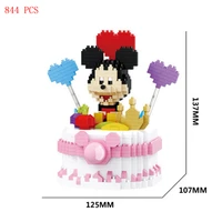 hot mickey mouse disneyland figures birthday cake food model bricks micro diamond building blocks toys for child birthday gift