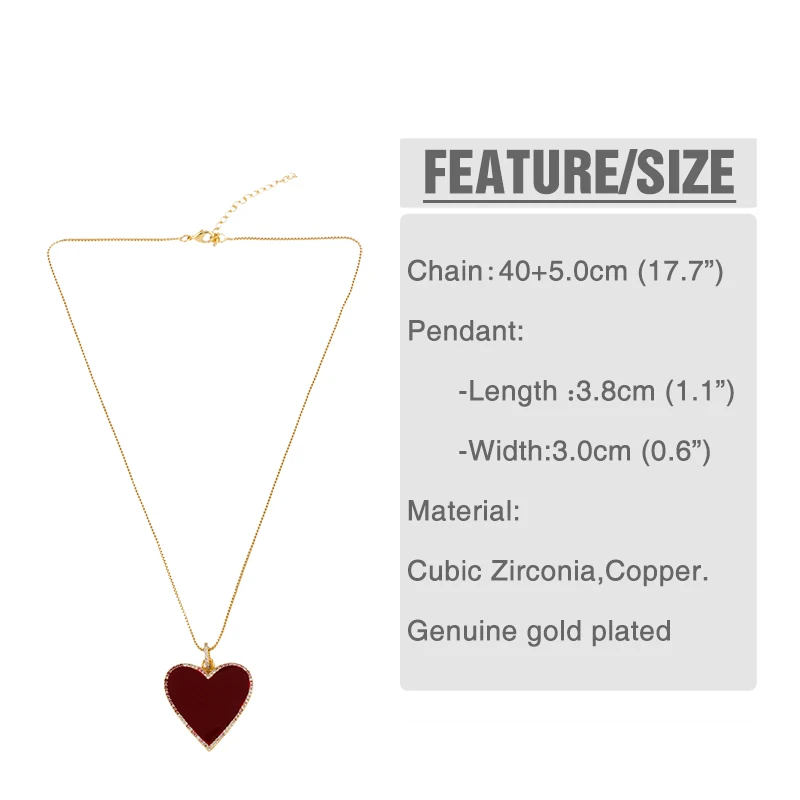 Женский Медный кулон в форме сердца FLOLA модный эмалевый с красным сердцем и