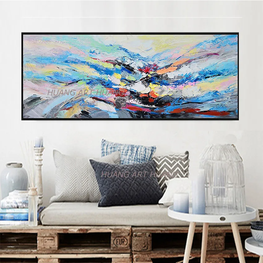 

Wall Art Decor hand painted Oil Painting blue classical painting on Canvas Abstract Painting for Living Room Home Decor