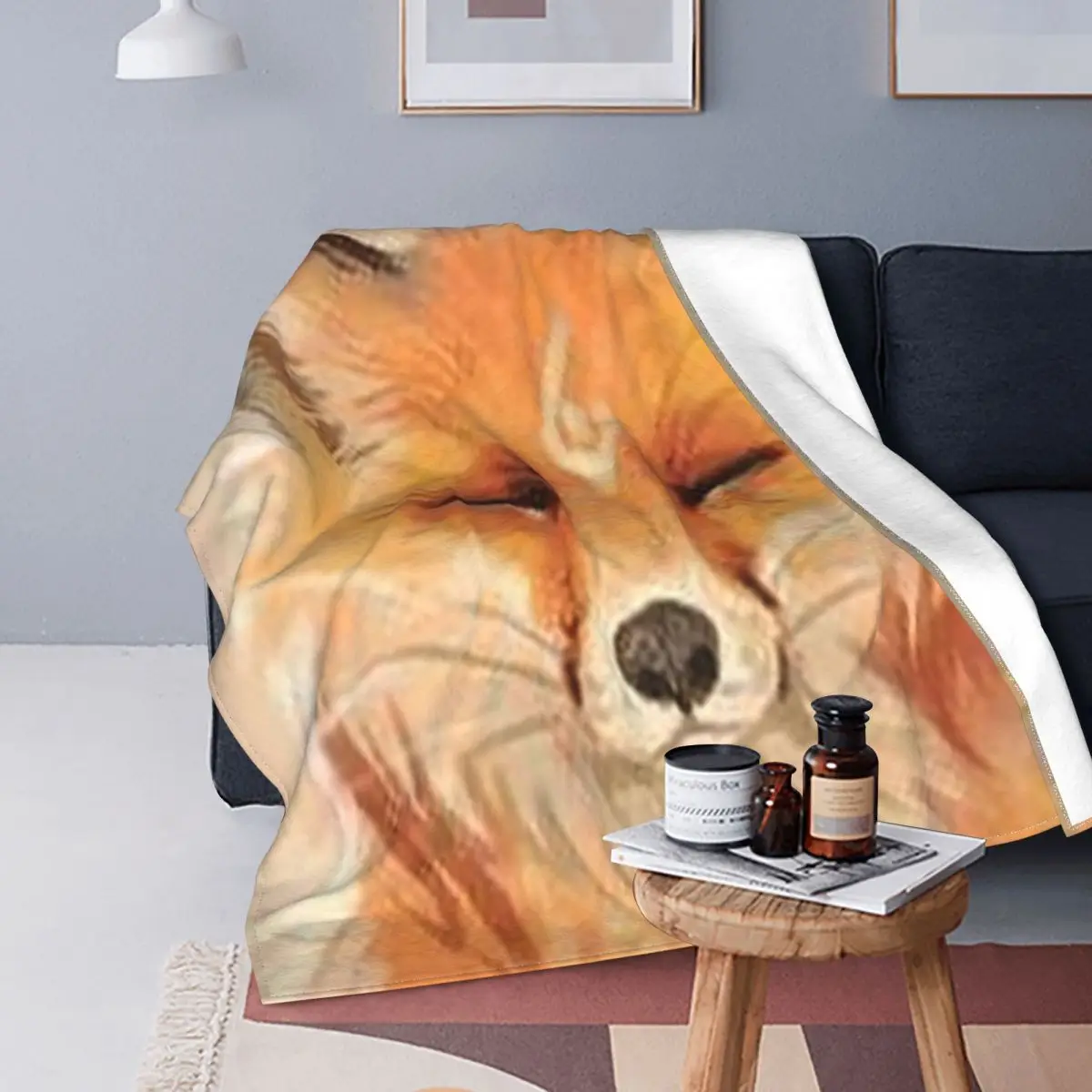 

Fox Creature Blankets Flannel Autumn/Winter Smart Animal Lightweight Thin Throw Blankets for Sofa Bedroom Bedspreads