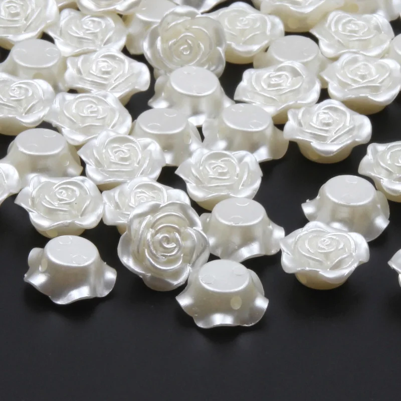 14 мм 50 шт слоновая кость плоская Роза акриловая распорка свободные бусины для