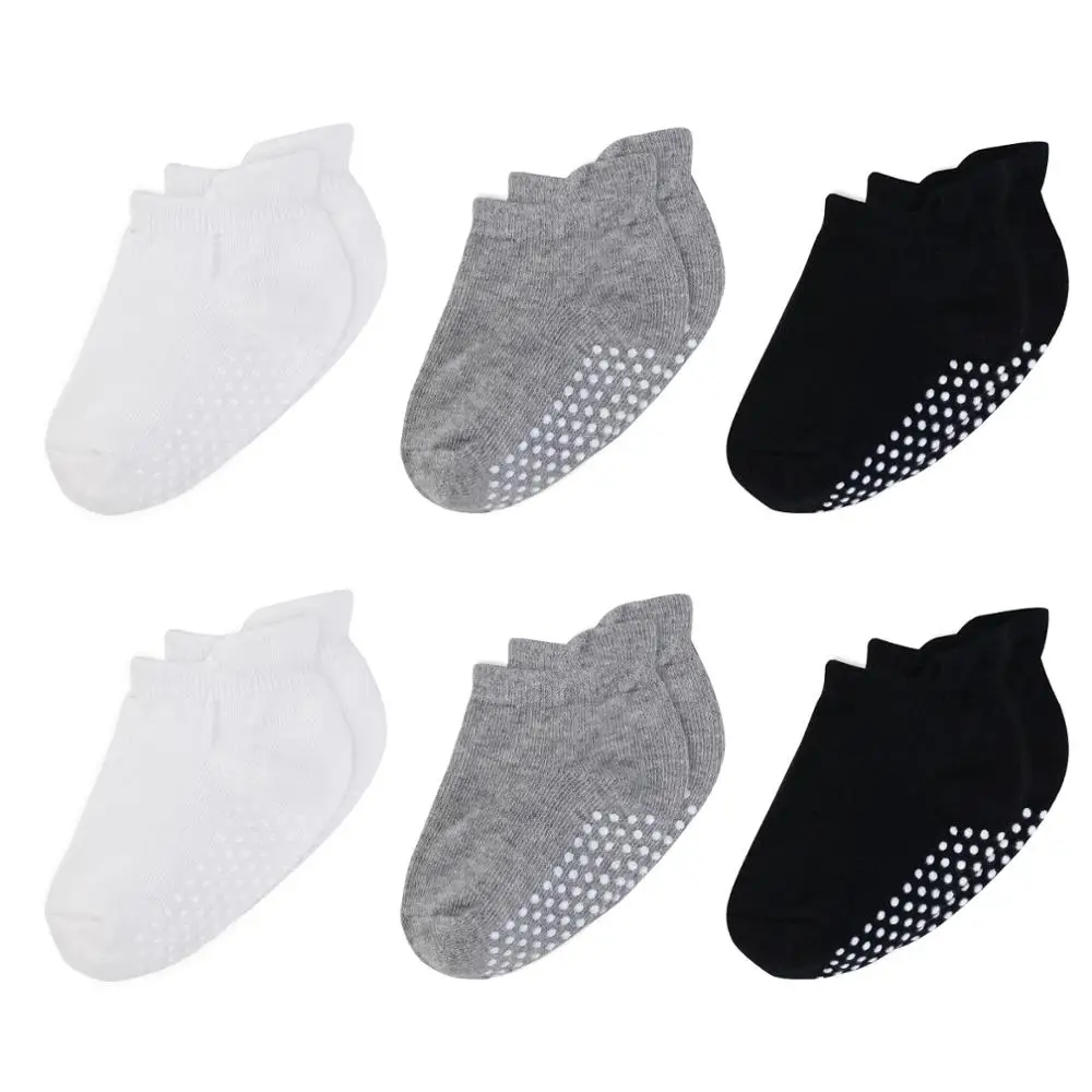 

6Pairs/Lot Baby Socks 100% Organic Cotton Baby Ankle Socks with Non Skid Soles Unisex Anti Skid Baby Sock for Girls & Boys