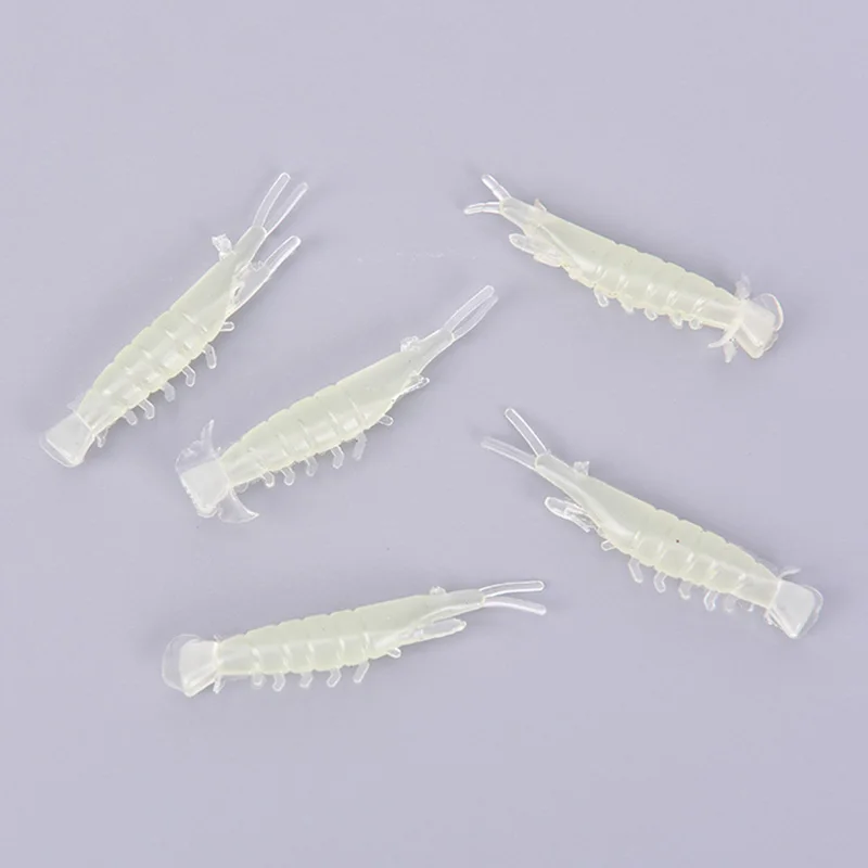 

50Pcs 0.6g Luminous Shrimp Fishing Lures Soft PVC Green Shrimp Artificial Bait