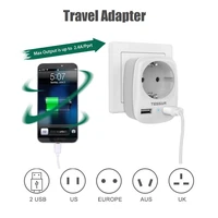 travel adapter us uk au to eu plug power strip with 2 usb ports wall socket 100250v outlet extender for phones tablets computer