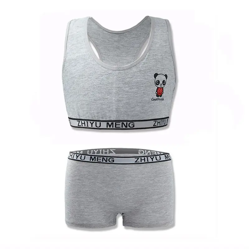 Спортивный хлопковый комплект нижнего белья для подростков бюстгальтер с
