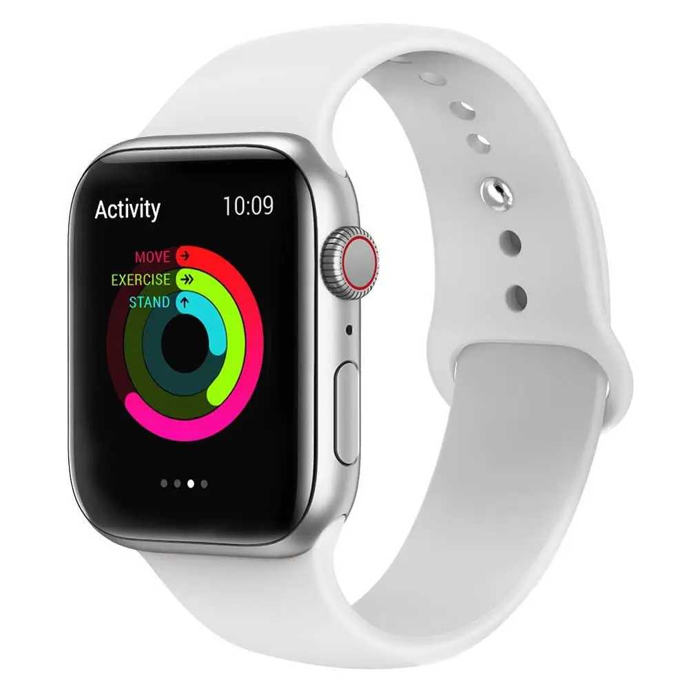 white Силиконовый ремешок для наручных часов Apple Watch, 42 мм, 38 мм, Версия 44 мм 40 мм резиновый браслет Ремешки черный ремешок наручных часов Iwatch серии 5/4/3/2/1 браслет - Цвет ремешка: white
