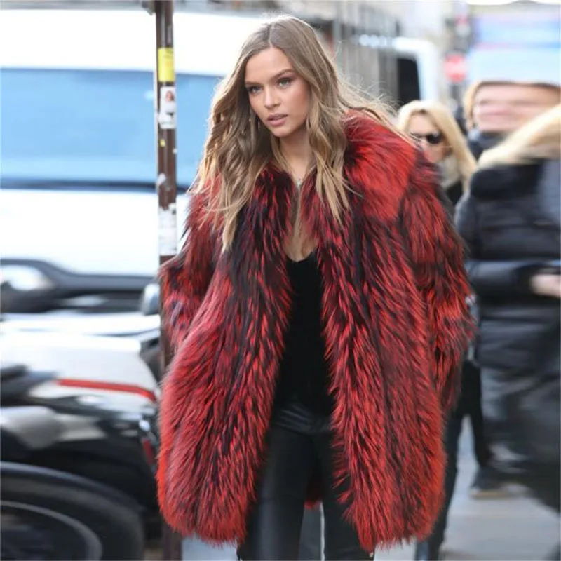 Fashion Wine Red Real Fox Fur Coat For Women 2022 Winter Luxury Silver Fox Fur Jacket Genuine Natural Fur Coats Luxury Outwear