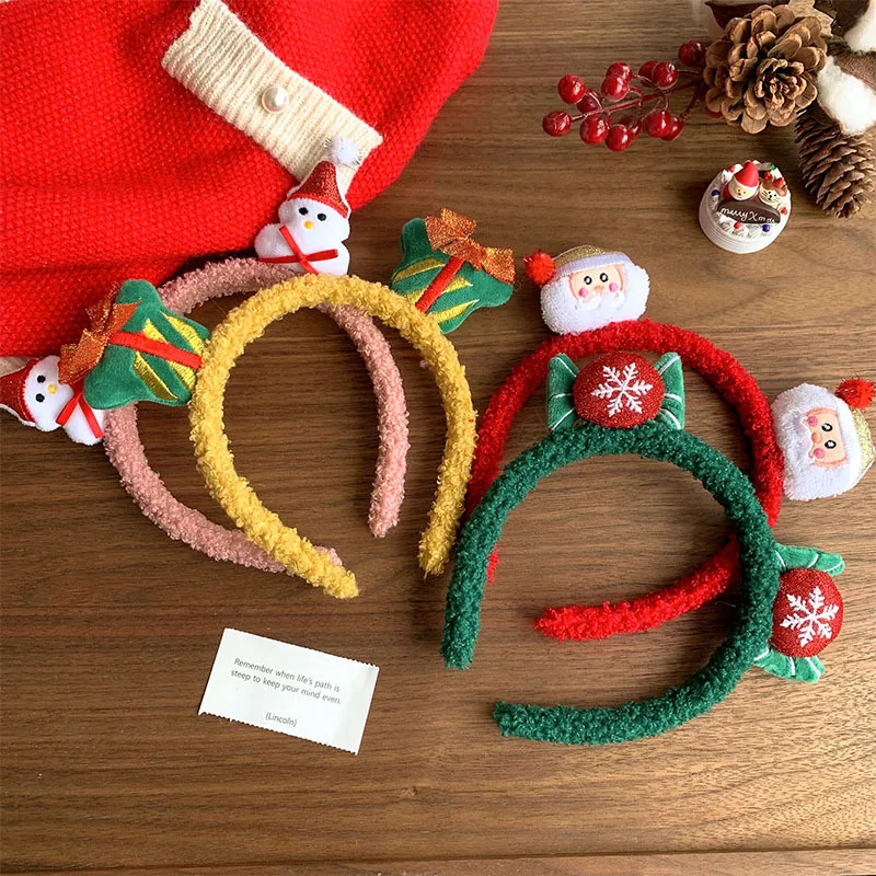 

2022 New Year Kids Gifts Christmas Santa Elk Snowman Headbands Ornaments Plush Hairband Christmas Decorations Noel Natal Navidad