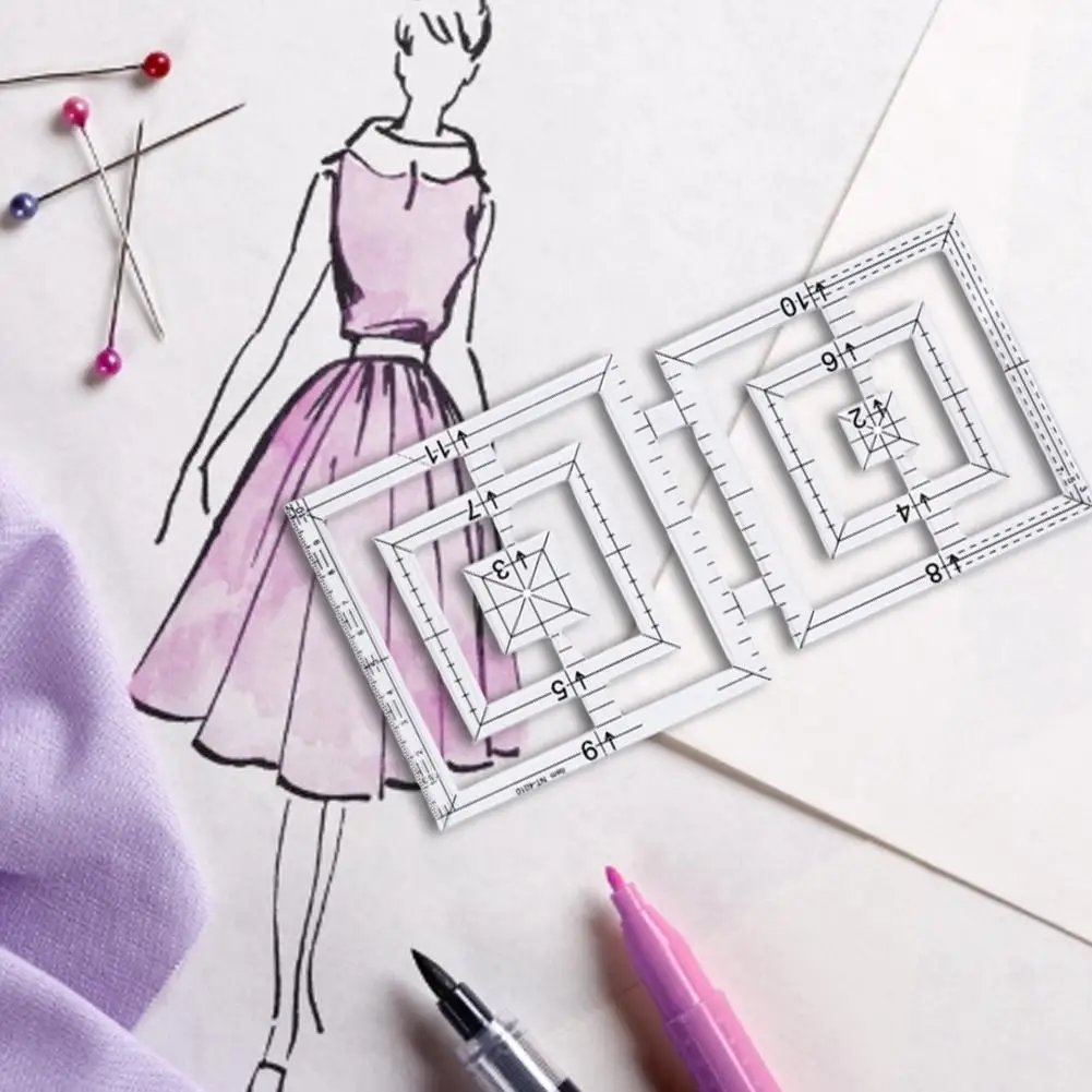 Швейная линейка Двойной квадратный акриловый инструмент для лоскутного шитья