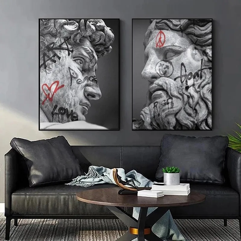 

Abstract Greek Statue Plaster Sculpture Canvas Paintings David Art Posters Prints Wall Art Picture for Living Room Decor Cuadros