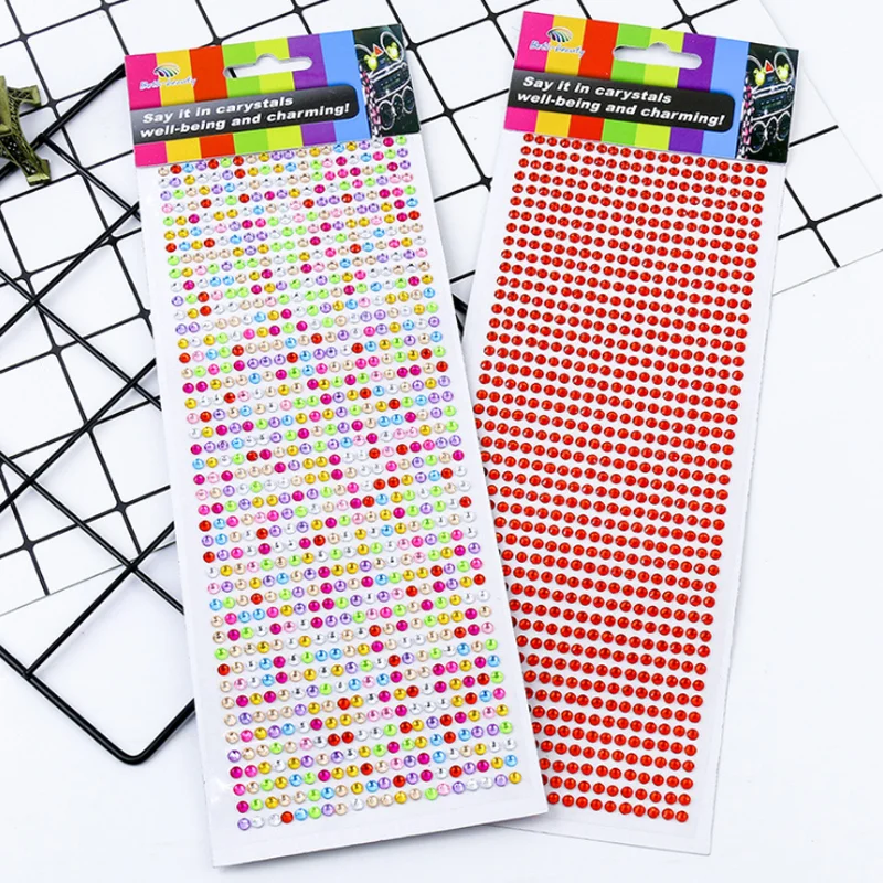 kawaii acrylic car diamond sticker notebook decor scrapbooking cell phone nail stick label office school supplies stationery free global shipping