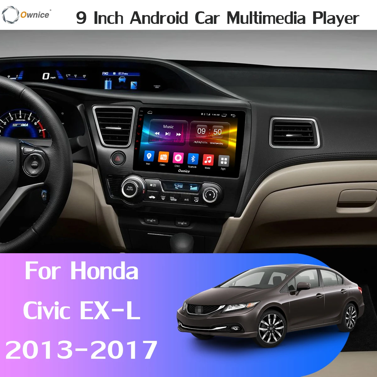 360°AHD Камера Android 9,0 4G Оперативная память+ 64G Встроенная память SPDIF DSP CarPlay Автомобильный мультимедийный gps радио плеер для Honda Civic EX-L купе 2013