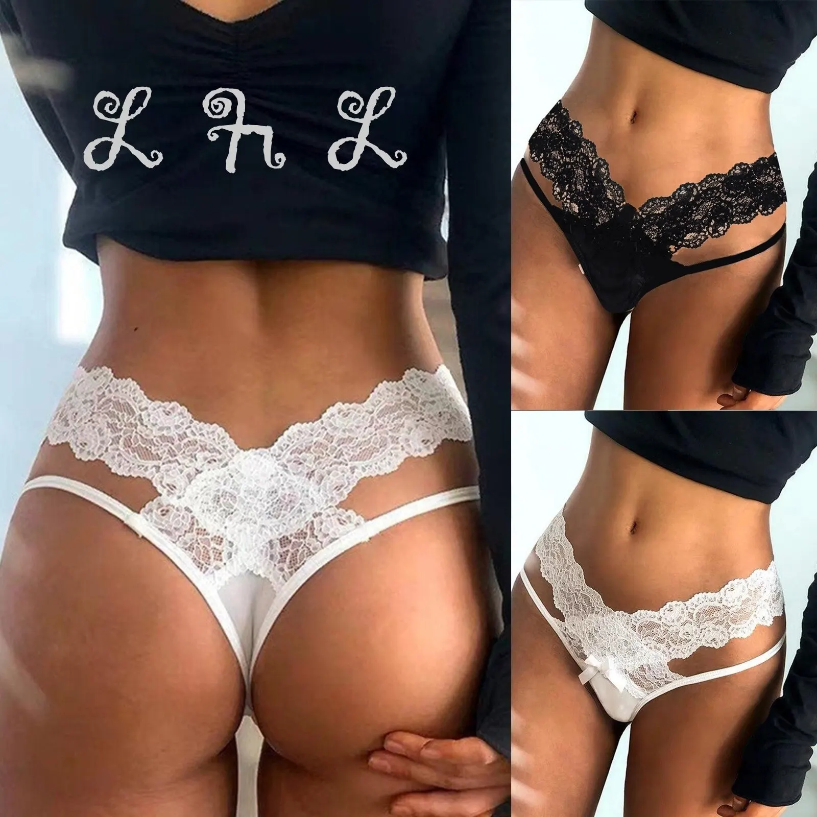 

Menore 2021 Hot Sale S-3XL Sexy Women Bandage Hollow Out Lace Thong Panties Lingerie T back Lingerie Soft Comfortable Underwear