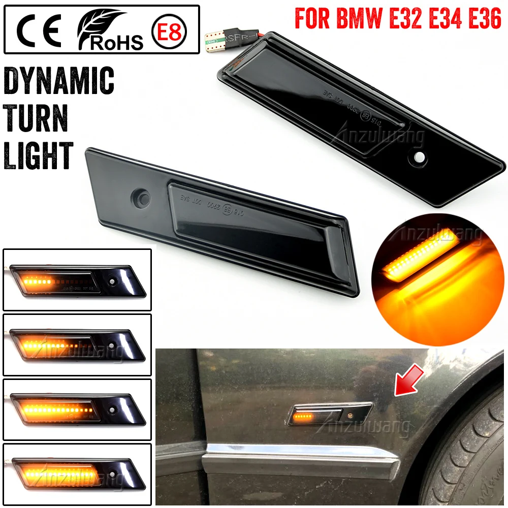

Динамический поворотный сигнал для BMW E30, E32, E34, E36, светодиодсветильник лампа, боковой габаритный фонарь 1990-1996, M3, M5, 3, 5, 7 серии