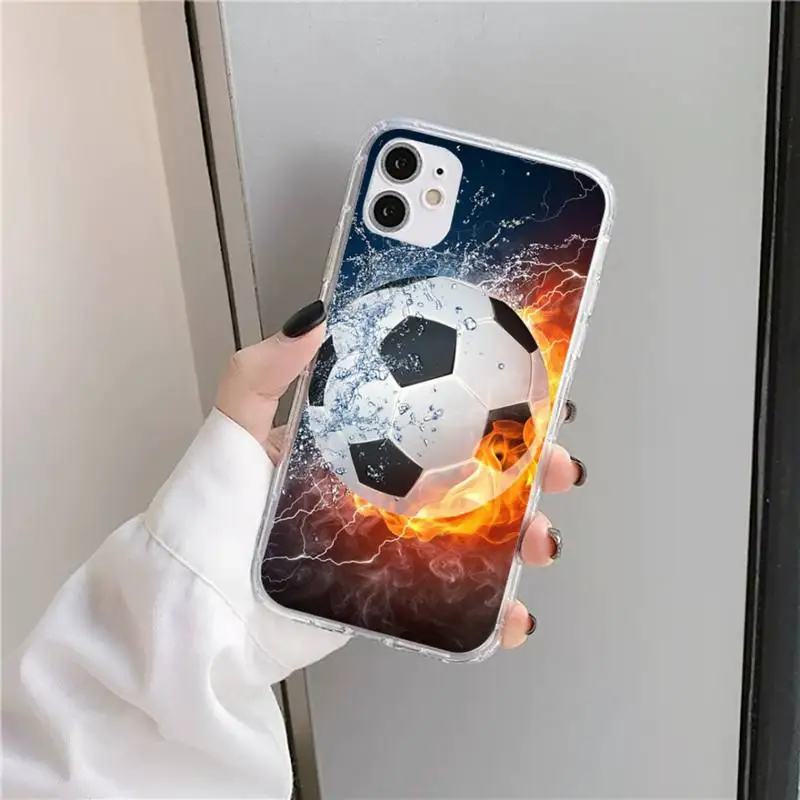 

Football Soccer ball Phone Case Transparent for iPhone 11 12 mini pro XS MAX 8 7 6 6S Plus X 5S SE 2020 XR