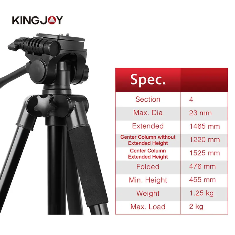 KINGJOY VT-880 Tripod Video Camera Tripod Stand Holder Profesional For All Models Digital SLR DSLR Holder Stativ Mobile Flexible enlarge