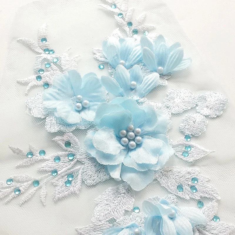 Расшитые бисером Горячие буровые кружевные свадебные вышитые цветы патчи для